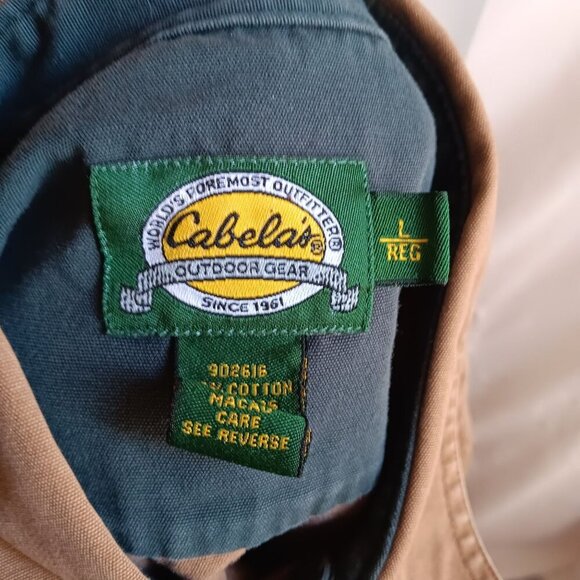 Mens Hunting Shirt Large Cabela's Button Down Logo QUAIL PATCH OKLAHOMA HUNTER - Picture 3 of 6